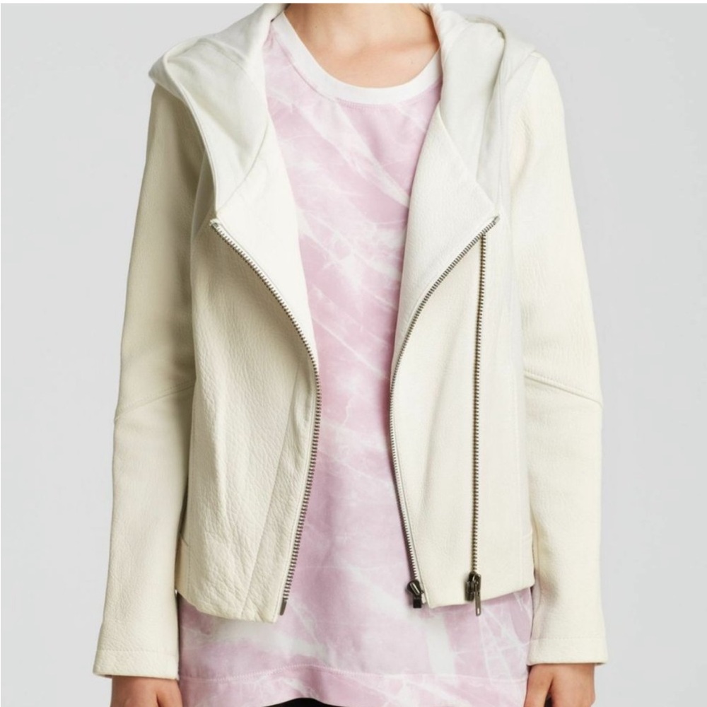Helmut Lang Women's White Jacket Wither Hooded
Combo Leather